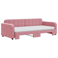 vidaXL Dagbädd utdragbar med madrasser rosa 90x200 cm sammet - Bild 3