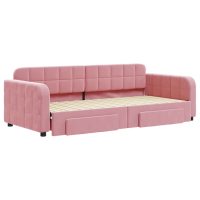 vidaXL Dagbädd utdragbar med lådor rosa 90x200 cm sammet - Bild 3