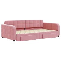 vidaXL Dagbädd utdragbar med lådor rosa 100x200 cm sammet - Bild 3