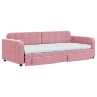 vidaXL Dagbädd utdragbar med lådor rosa 90x200 cm sammet - Bild 3