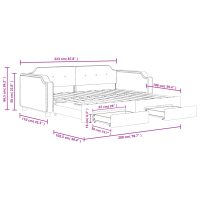 vidaXL Dagbädd utdragbar med lådor ljusgrå 100x200 cm tyg - Bild 12