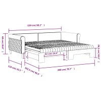 vidaXL Dagbädd utdragbar och madrasser mörkgrå 100x200 cm sammet - Bild 12