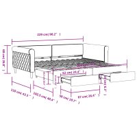 vidaXL Dagbädd utdragbar med lådor mörkgrå 100x200 cm sammet - Bild 12