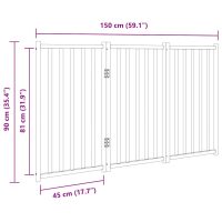 vidaXL Hundgrind hopfällbar 3 paneler vit 150 cm massivt granträ - Bild 9