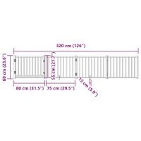 vidaXL Hundgrind med dörr vikbar 4 paneler vit 320 cm massivt granträ - Bild 11