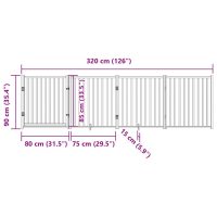 vidaXL Hundgrind med dörr vikbar 4 paneler vit 320 cm massivt granträ - Bild 11