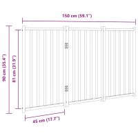 vidaXL Hundgrind hopfällbar 3 paneler svart 150 cm massivt granträ - Bild 9