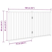 vidaXL Hundgrind hopfällbar 2 paneler svart 160 cm massivt granträ - Bild 9