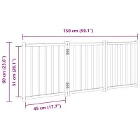 vidaXL Hundgrind hopfällbar 3 paneler brun ek 150 cm massivt granträ - Bild 9