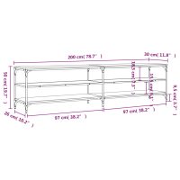 vidaXL Tv-bänk rökfärgad ek 200x30x50 cm konstruerat trä och metall - Bild 9