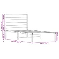 vidaXL Sängram med huvudgavel metall svart 90x200 cm - Bild 10