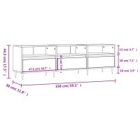 vidaXL Tv-bänk rökfärgad ek 150x30x44,5 cm konstruerat trä - Bild 11