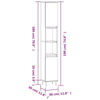 vidaXL Badrumsskåp rökfärgad ek 30x30x190 cm konstruerat trä - Bild 12