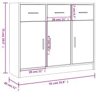 vidaXL Byrå vit högglans 91x28x75 cm konstruerat trä - Bild 10