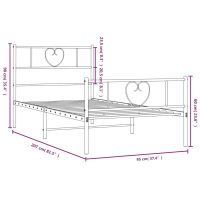 vidaXL Sängram med huvudgavel och fotgavel svart metall 90x200 cm - Bild 9