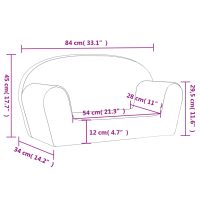 vidaXL Barnsoffa 2-sits ljusgrå mjuk plysch - Bild 8