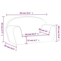 vidaXL Barnsoffa 2-sits gräddvit mjuk plysch - Bild 8