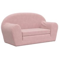 vidaXL Bäddsoffa för barn 2-sits rosa mjuk plysch - Bild 2