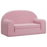 vidaXL Bäddsoffa för barn 2-sits rosa mjuk plysch - Bild 2