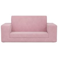 vidaXL Bäddsoffa för barn 2-sits rosa mjuk plysch - Bild 3