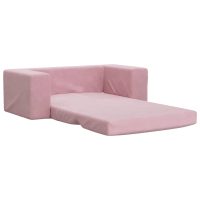 vidaXL Bäddsoffa för barn 2-sits rosa mjuk plysch - Bild 4