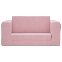 vidaXL Bäddsoffa för barn 2-sits rosa mjuk plysch - Bild 3