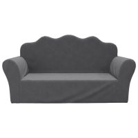 vidaXL Barnsoffa 2-sits antracit mjuk plysch - Bild 3