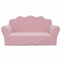 vidaXL Barnsoffa 2-sits rosa mjuk plysch - Bild 3