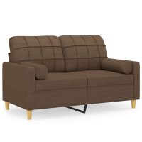 vidaXL 2-sits soffa med prydnadskuddar brun 120 cm tyg - Bild 2