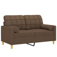 vidaXL 2-sits soffa med prydnadskuddar brun 120 cm tyg - Bild 3