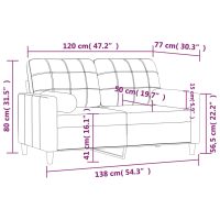 vidaXL 2-sits soffa med prydnadskuddar brun 120 cm tyg - Bild 8