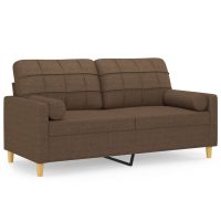 vidaXL 2-sits soffa med prydnadskuddar brun 140 cm tyg - Bild 2