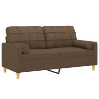 vidaXL 2-sits soffa med prydnadskuddar brun 140 cm tyg - Bild 3