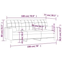 vidaXL 3-sitssoffa med prydnadskuddar brun 180 cm tyg - Bild 8