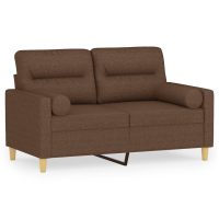 vidaXL 2-sits soffa med prydnadskuddar brun 120 cm tyg - Bild 2