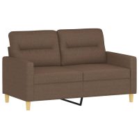 vidaXL 2-sits soffa med prydnadskuddar brun 120 cm tyg - Bild 4