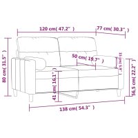 vidaXL 2-sits soffa med prydnadskuddar brun 120 cm tyg - Bild 8