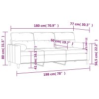 vidaXL 3-sitssoffa med prydnadskuddar brun 180 cm tyg - Bild 8