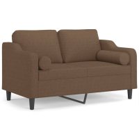 vidaXL 2-sits soffa med prydnadskuddar brun 120 cm tyg - Bild 2