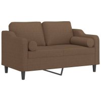 vidaXL 2-sits soffa med prydnadskuddar brun 120 cm tyg - Bild 3