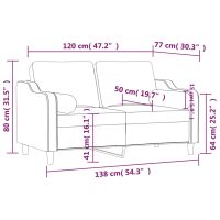 vidaXL 2-sits soffa med prydnadskuddar brun 120 cm tyg - Bild 8