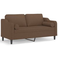 vidaXL 2-sits soffa med prydnadskuddar brun 140 cm tyg - Bild 2