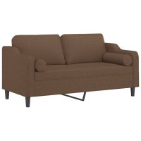 vidaXL 2-sits soffa med prydnadskuddar brun 140 cm tyg - Bild 3