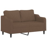 vidaXL 2-sits soffa med prydnadskuddar brun 140 cm tyg - Bild 4