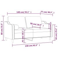 vidaXL 2-sits soffa med prydnadskuddar brun 140 cm tyg - Bild 8