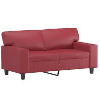 vidaXL 2-sits soffa med prydnadskuddar vinröd 120 cm konstläder - Bild 4