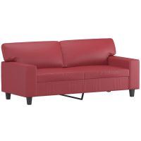 vidaXL 2-sits soffa med prydnadskuddar vinröd 140 cm konstläder - Bild 4