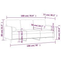 vidaXL 3-sitssoffa med prydnadskuddar gräddvit 180 cm sammet - Bild 8