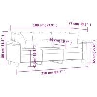 vidaXL 3-sitssoffa med prydnadskuddar ljusgrå 180 cm mikrofibertyg - Bild 8