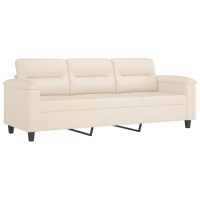 vidaXL 3-sitssoffa med prydnadskuddar beige 180 cm mikrofibertyg - Bild 4